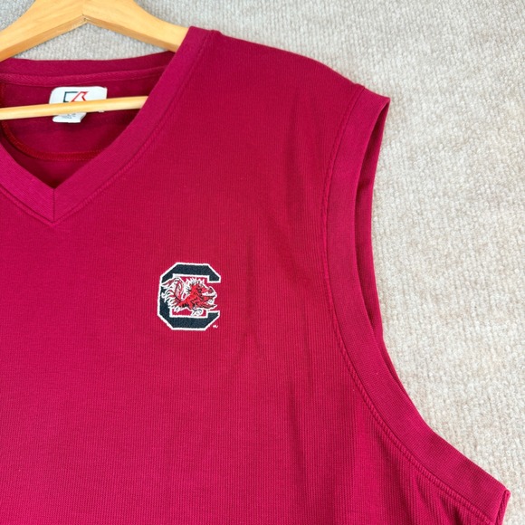 Cutter& Buck South Carolina Gamecocks V Neck Sweater Vest L/G Burgundy - Picture 2 of 12
